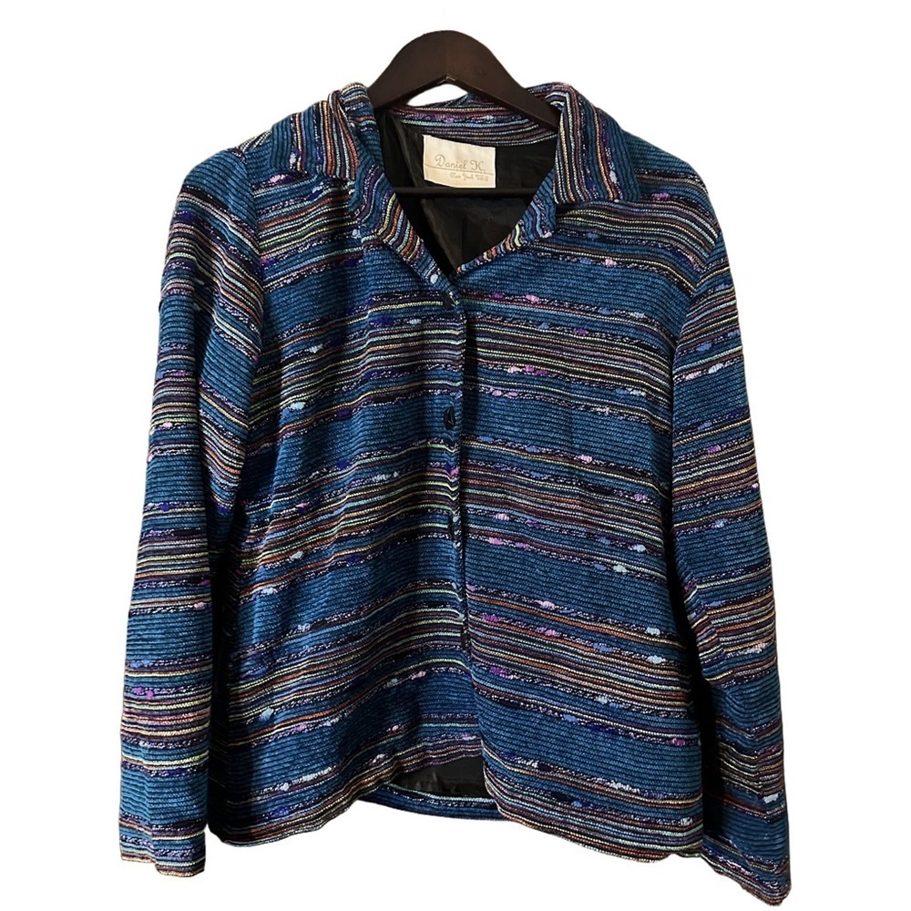Daniel K Coldwater Creek Multicoloured Striped Button Jacket Western Sz M
